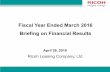 Fiscal Year Ended March 2016 Briefing on Financial Results