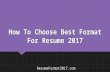 How to Choose Best Format for Resume 2017