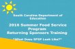 Summer Food Service Program New Sponsor Training 2016