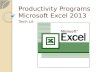 Productivity programs excel assignment 1