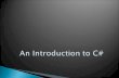 Introducation to C#