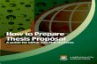 Thesis Proposal How to Prepare
