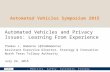 Automated Vehicles and Privacy Issues: Learning from Experience