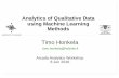 Timo Honkela: Analysis of Qualitative Data using Machine Learning Methods
