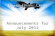 CWC announcements July 2012