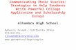 Communicating Their Stories: Strategies to Help Students Write Powerful College Application and Scholarship Essays