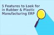 5 Features to look for in Rubber and Plastic Manufacturing ERP
