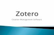 Zotero Citation Management Software