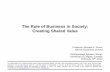 The Role of Business in Society: Creating Shared Value