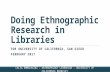 Doing Ethnographic Research in Libraries (UCSD)