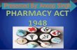 Pharmacy act 1948 special note