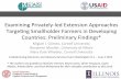 Examining Privately-led Extension Approaches Targeting Smallholder Farmers in Developing Countries: Preliminary Findings