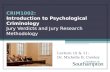 Introduction to Psychological Criminology - Jury Verdicts and Jury Research Methodology -  m. b. cowley PGDipStat BA DPhil