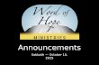 Word of Hope Announcements - 10/10/15