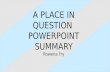 A Place in Question powerpoint Rowena Fry