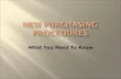 New Purchasing Procedures