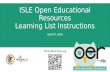 ISLE Open Educational Resources Learning List Instructions