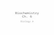 Biochemistry Ch. 6 Biology A. The Atoms, Elements and Molecules Chapter 6.