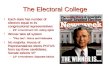 The Electoral College Each state has number of electors equal to its congressional representativesEach state has number of electors equal to its congressional.