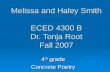 Melissa and Haley Smith ECED 4300 B Dr. Tonja Root Fall 2007 4 th grade Concrete Poetry.