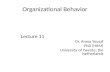 Organizational Behavior Lecture 11 Dr. Amna Yousaf PhD (HRM) University of Twente, the Netherlands.