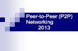 Peer-to-Peer (P2P) Networking 2013. Client/Server Architecture GET /index.html HTTP/1.0 HTTP/1.1 200 OK... Clients Server.