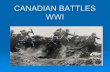 CANADIAN BATTLES WWI. Charging in No-Man’s Land: barbed wire, hidden saps, land mines, sharpened stakes, shell craters filled with mud.