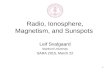 1 Radio, Ionosphere, Magnetism, and Sunspots Leif Svalgaard Stanford University SARA 2015, March 22.