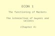 ECON 1 The functioning of Markets The interaction of buyers and sellers (Chapter 4)