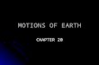 MOTIONS OF EARTH CHAPTER 20. ROTATION Time for a planet to make one spin on it’s axis Time for a planet to make one spin on it’s axis Equal to planet’s.