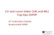 CV and cover letter (UK and IRL) Top tips OIPEP Mª Isabel Beas Collado Responsable OIPEP.