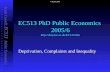 Frank Cowell: EC513 Public Economics EC513 PhD Public Economics 2005/6  Deprivation, Complaints and Inequality 7 March 2006.