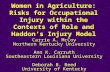 Women in Agriculture: Risks for Occupational Injury within the Contexts of Role and Haddon’s Injury Model Carrie A. McCoy Northern Kentucky University.