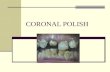 CORONAL POLISH. Coronal Polish Not a Prophylaxis Part of a prophy. NO scaling! Tartar / Calculus Hygienist / Doctor Coronal polish: Is the removal of.