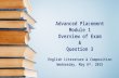 Advanced Placement Module 1 Overview of Exam & Question 3 English Literature & Composition Wednesday, May 6 th, 2015.
