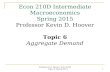 Professor K.D. Hoover, Econ 210D Topic 6 Spring 2015 1 Econ 210D Intermediate Macroeconomics Spring 2015 Professor Kevin D. Hoover Topic 6 Aggregate Demand.