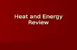 Heat and Energy Review. Types of Energy Heat Heat Light Light Sound Sound Electrical Electrical Solar (Sun) Solar (Sun) Chemical Chemical Wind Wind Water.