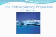 The Extraordinary Properties of Water. Water A water molecule (H 2 O), is made up of three atoms --- one oxygen and two hydrogen. The bonds between the.