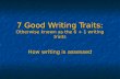 7 Good Writing Traits: Otherwise known as the 6 + 1 writing traits How writing is assessed.