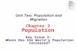 Chapter 2 Population Key Issue 2: Where Has the World’s Population Increased?