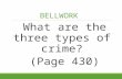 BELLWORK What are the three types of crime? (Page 430)