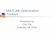 Optimization toolbox presentation