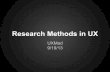 Research Methods in UX