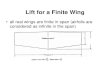 Lift for a Finite Wing - SRM · PDF fileThe lift coefficient differs from that of an airfoil because there are strong vortices produced at the wing tips of the finite wing, which trail