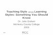 Teaching Style versus Learning Styles: Something You ... · PDF fileTeaching Style versus Learning Styles: Something You Should Know Dr. Julie Giuliani McHenry County College ... •