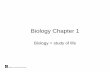 Biology Chapter 1 - WCJCfacultyweb.wcjc.edu/users/kevind/documents/BIOL_1406_files/Lecture... · Biology Chapter 1 Biology = study of life. Biology ... Fig. 1-5 Sunlight Ecosystem