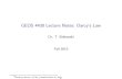GEOS 4430 Lecture Notes: Darcy’s Law - The University of ...brikowi/Teaching/Hydrogeology/LectureNotes/Darc… · GEOS 4430 Lecture Notes: Darcy’s Law Dr. T. Brikowski Fall 2013