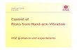 Control of Risks from Hand-arm · PDF fileControl of Risks from Hand-arm Vibration HSE guidance and expectations. Hand-arm vibration syndrome ... – Green: use up to 8 hours (before