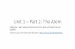 Unit 1 Part 2: The Atom - · PDF file02.08.2017 · Dalton’s Atomic Theory (OLD) •All matter is composed of extremely small particles called atoms. •Atoms cannot be subdivided,