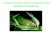 Lecture 10. Plant-insect interactions (II) antagonistic ... · PDF fileLecture 10. Plant-insect interactions ... –Diversity of insect offence / counterdefense ... molecules target